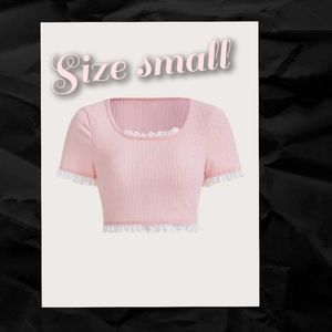 RIBBED lace short sleeve top